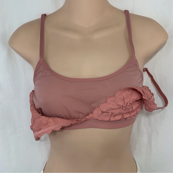 AUDEN Unlined Layered Floral Lace Mesh Double Strap Women’s Bra Size M - Picture 3 of 8